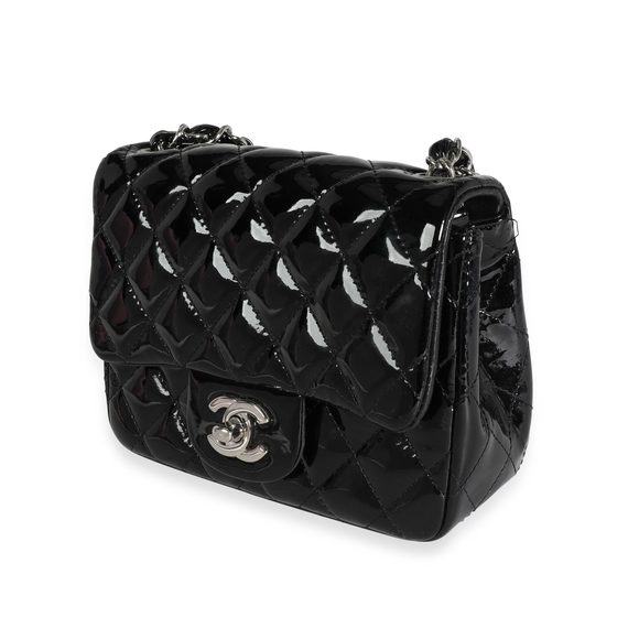 Chanel Black Quilted Patent Leather Classic Square Mini Flap Bag - Picture 2 of 8